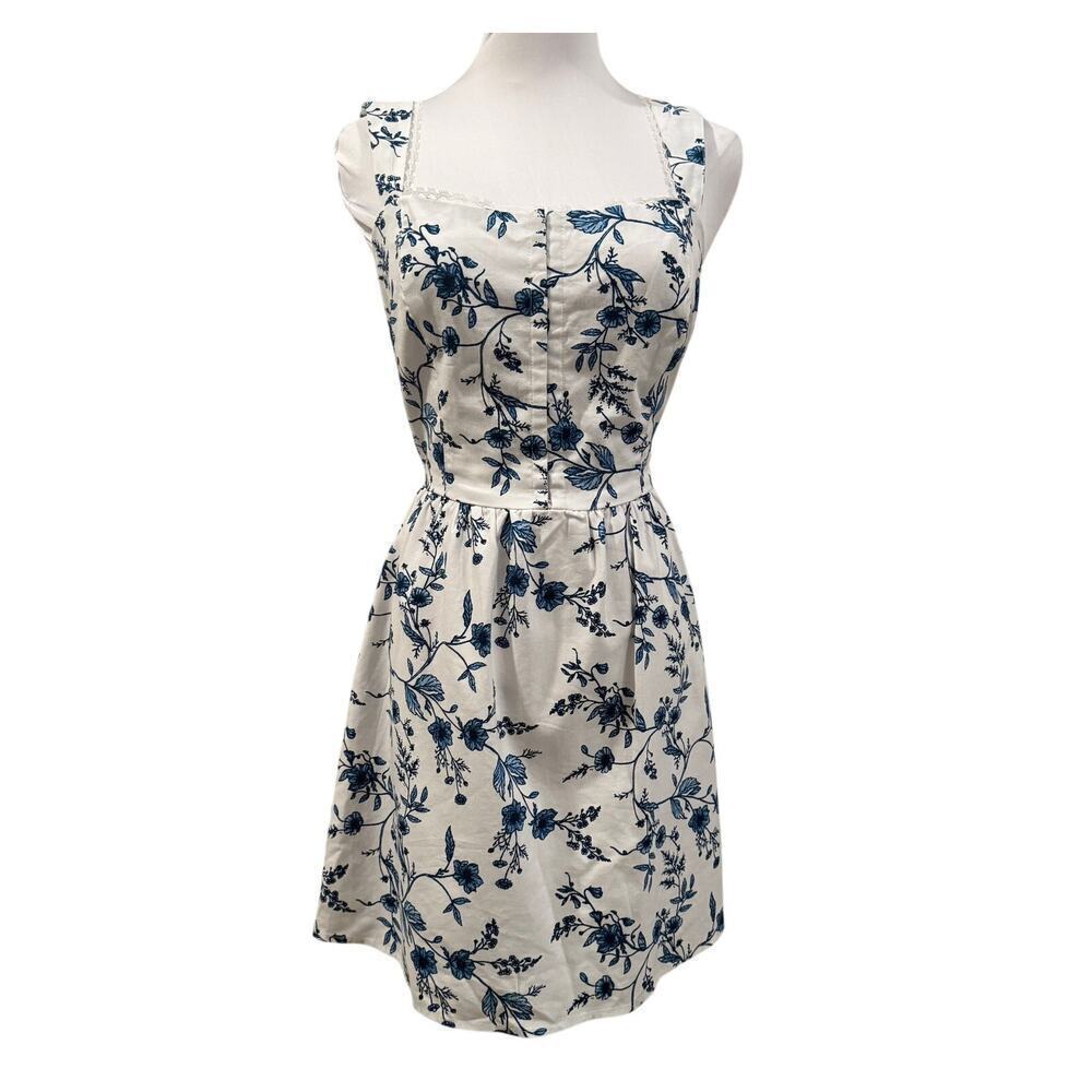 And Now This Blue White Floral Mini Dress Cottagecore Coquette Spring Medium NEW